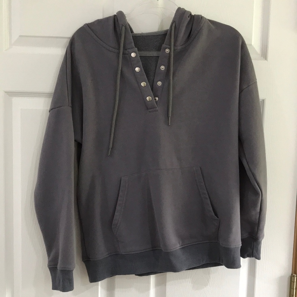 Periwinkle silver snap up hoodie
